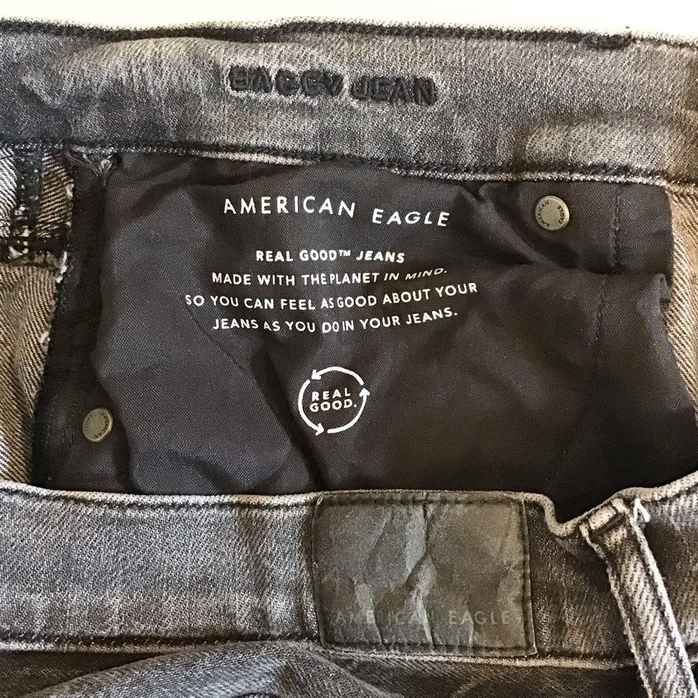 American Eagle 10 Baggy Jeans High Rise Women’s Gray 100% Cotton 2021 - Picture 7 of 10